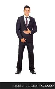 Young Confident young business man standing against white background