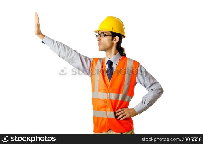 Young construction worker with hard hat