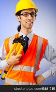 Young construction worker with hard hat