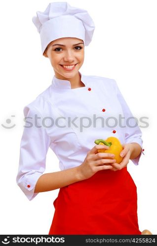 Young cook preparing food wearing apron