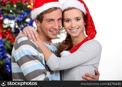 Young couple at Christmas