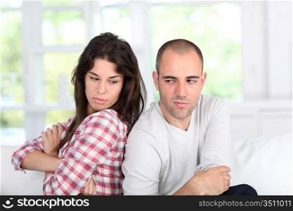 Young couple being mad at each other