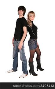 young couple. black shirts and blue jeans