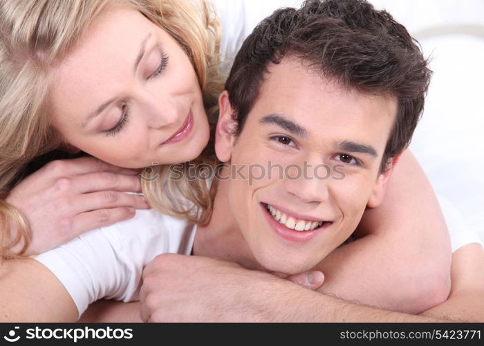 Young couple cuddling