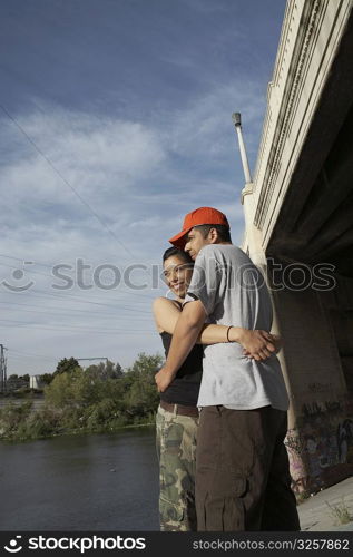 Young couple embracing each other