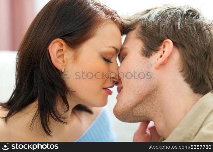 Young couple having kiss