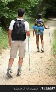 young couple hiking