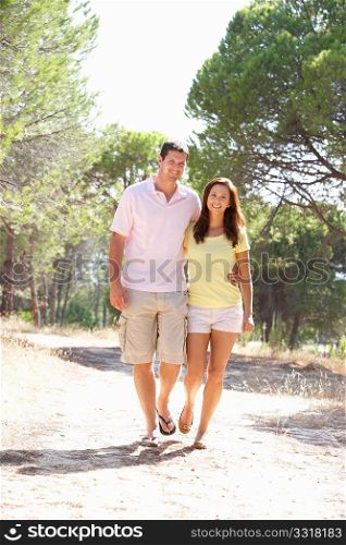 Young couple, holding hands, walking,walk in park