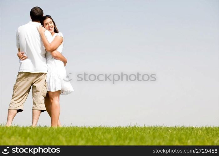 young couple hug,focues on the women