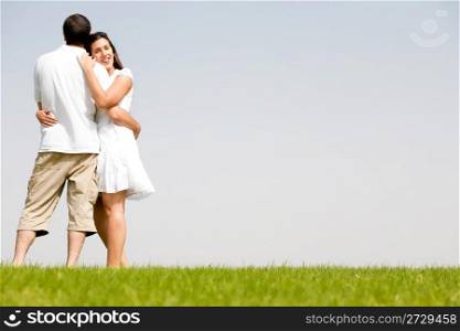 young couple hug,focues on the women