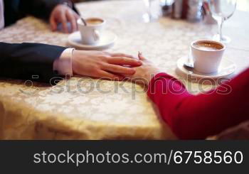 Young couple in a coffee shop or restaurant