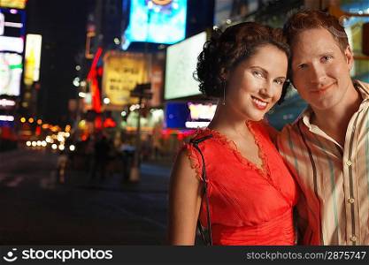 Young Couple in City at Night close up