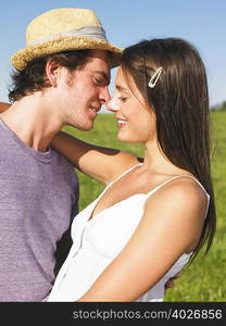 young couple in field