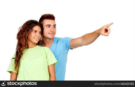 Young couple in love isolated on white background