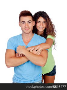 Young couple in love isolated on white background