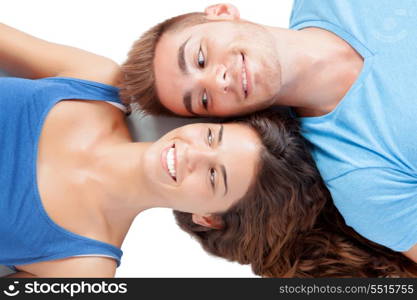 Young couple in love isolated on white background