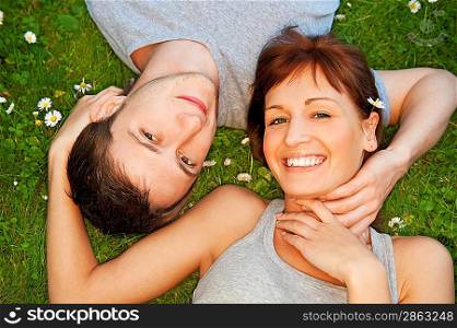 Young couple in love outdoors