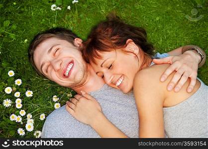 Young couple in love outdoors