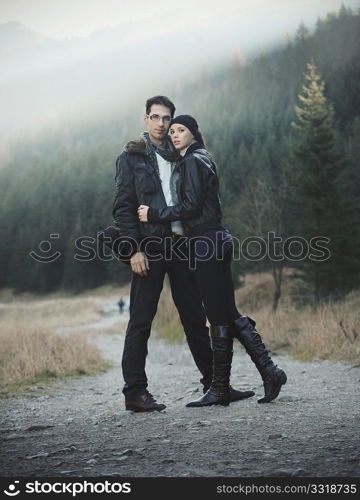 Young couple in nature scenery