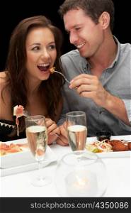 Young couple in restaurant