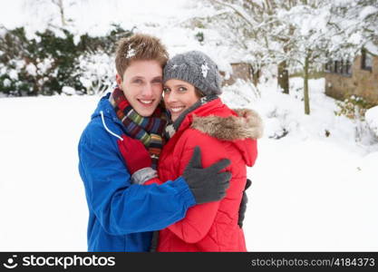 Young couple in snow