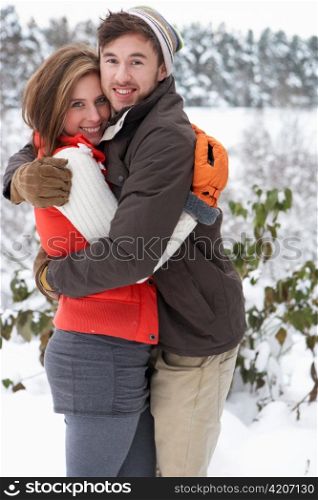 Young couple in snow