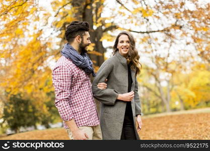 Young couple in the autumn park