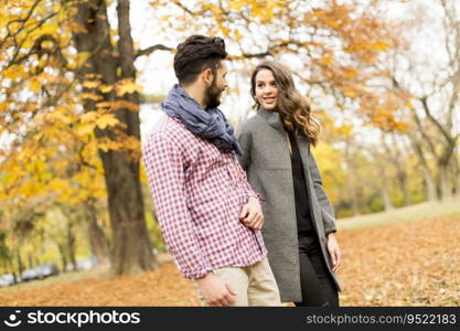 Young couple in the autumn park