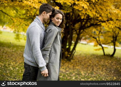 Young couple in the autumn park