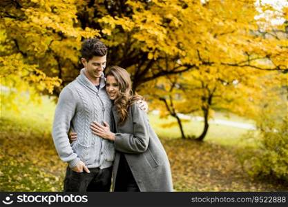Young couple in the autumn park
