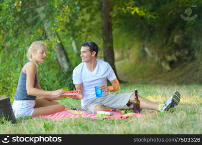 young couple in the park