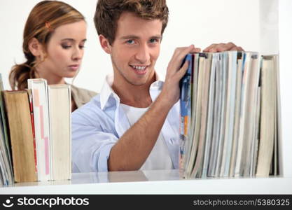 Young couple in the university library