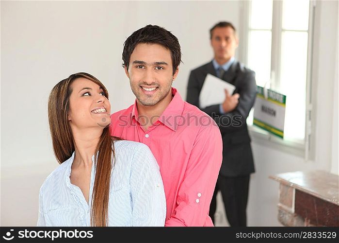 Young couple in their new house