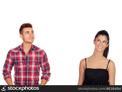Young couple isolated on a white background