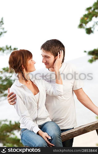 Young couple kissing outdoors