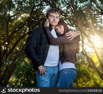 young couple of college students