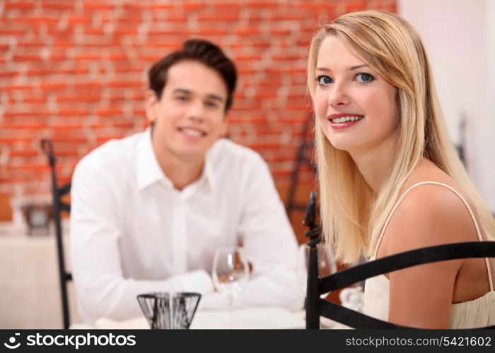 Young couple on a date in a restaurant