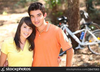 Young couple on bike ride