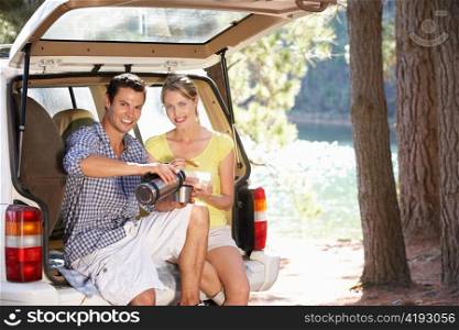 Young couple on country picnic