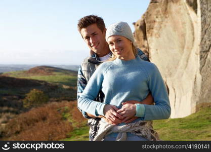 Young couple on country walk