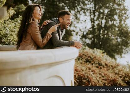 Young couple on outdoor balcony