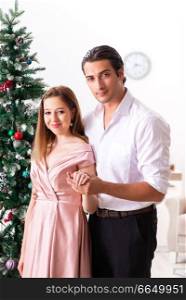 Young couple on romantic christmas date