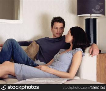 Young couple on the sofa