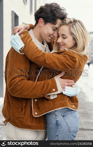 young couple outdoor hugging 5