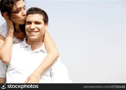 young Couple, Outside and Hugging