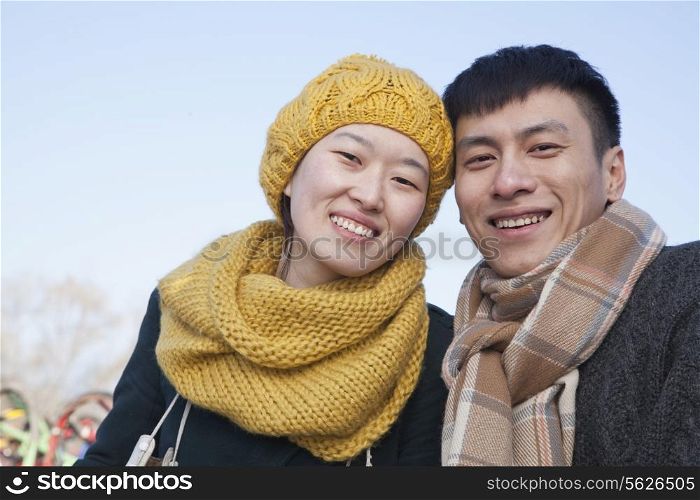 Young Couple Outside in winter, Beijing