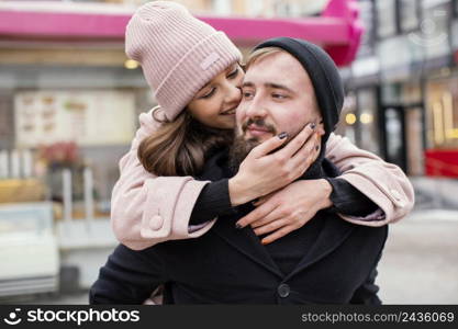 young couple piggy back ride 9