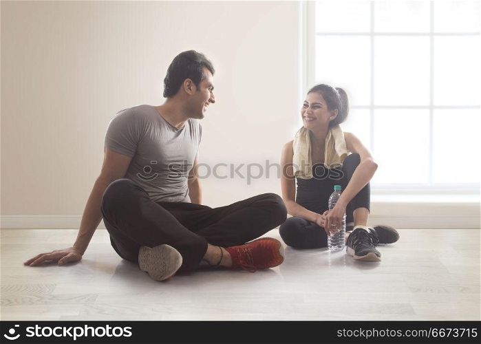 Young couple relaxing after workout