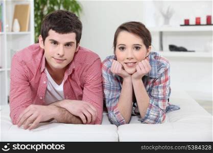 young couple relaxing on the couch