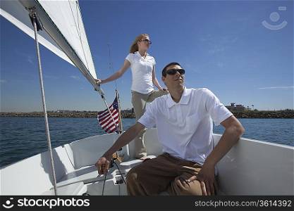 Young couple sailing